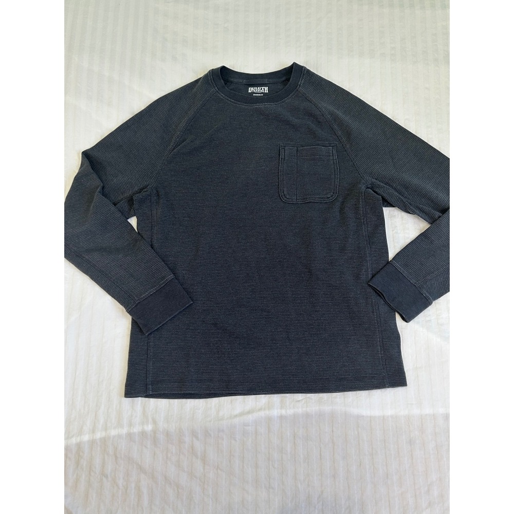 Duluth Trading Co Mens Waffle Knit Long Sleeve Pocket Shirt Gray Medium RN106803